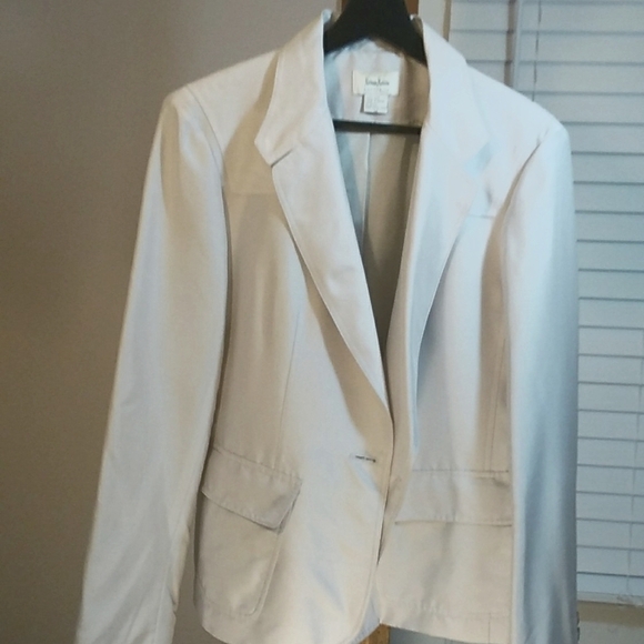 Neiman Marcus Exclusive Light Gray 100% Silk Long Sleeves Jacket Blazer Size 14 - Picture 9 of 12